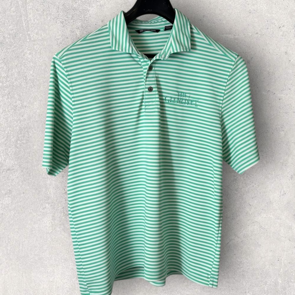Cutter & Buck Glenlivet Scotch Polo Shirt Large Green Striped Short Sleeve Golf - Picture 2 of 11